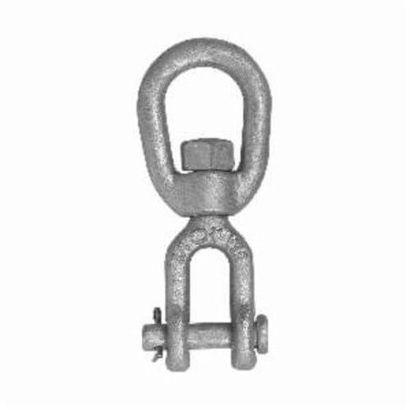 CAMPBELL CHAIN & FITTINGS Jaw And Eye Swivel, 2250Lb Load, 38In Trade, Drop Forged Carbon Steel, Galv Finish, 1 In, 1116In Eye 3640635